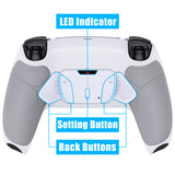 eXtremeRate Gray Rubberized Grip Remappable RISE4 Remap Kit for PS5 Controller BDM-030, Upgrade Board & Redesigned White Back Shell & 4 Back Buttons for PS5 Controller - Controller NOT Included - YPFU6002G3