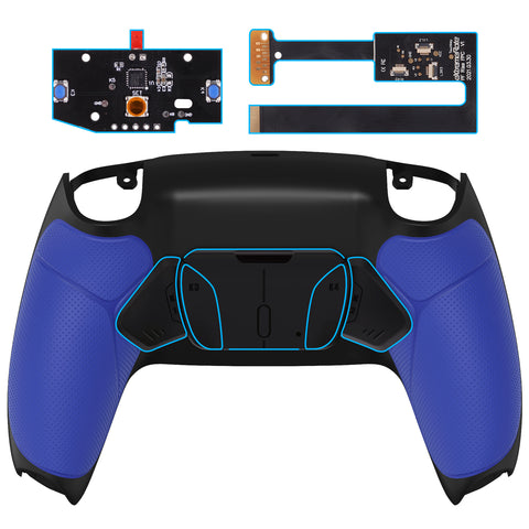 eXtremeRate Blue Rubberized Grip Remappable RISE 4.0 Remap Kit for PS5 Controller BDM 010 & BDM 020, Upgrade Board & Redesigned Back Shell & 4 Back Buttons for PS5 Controller - Controller NOT Included - YPFU6003