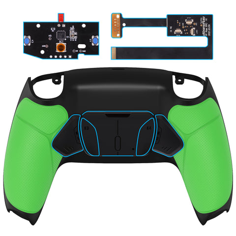 eXtremeRate Green Rubberized Grip Remappable RISE 4.0 Remap Kit for PS5 Controller BDM 010 & BDM 020, Upgrade Board & Redesigned Back Shell & 4 Back Buttons for PS5 Controller - Controller NOT Included - YPFU6004