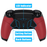 eXtremeRate Red Rubberized Grip Remappable RISE 4.0 Remap Kit for PS5 Controller BDM 010 & BDM 020, Upgrade Board & Redesigned Back Shell & 4 Back Buttons for PS5 Controller - Controller NOT Included - YPFU6005