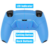 eXtremeRate Starlight Blue Rubberized Grip Remappable RISE4 Remap Kit for PS5 Controller BDM 010 & BDM 020, Upgrade Board & Redesigned Back Shell & 4 Back Buttons for PS5 Controller - Controller NOT Included - YPFU6006