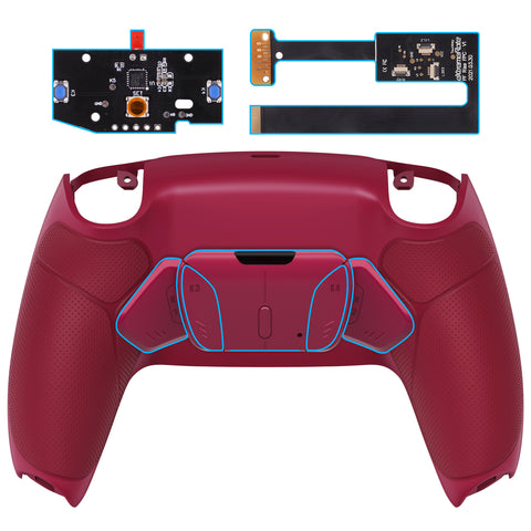 eXtremeRate Cosmic Red Rubberized Grip Remappable RISE 4.0 Remap Kit for PS5 Controller BDM 010 & BDM 020, Upgrade Board & Redesigned Back Shell & 4 Back Buttons for PS5 Controller - Controller NOT Included - YPFU6008