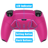 eXtremeRate Nova Pink Rubberized Grip Remappable RISE4 Remap Kit for PS5 Controller BDM-030/040, Upgrade Board & Redesigned Nova Pink Back Shell & 4 Back Buttons for PS5 Controller - Controller NOT Included - YPFU6009G3