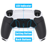 eXtremeRate White Black Rubberized Grip Remappable RISE4 Remap Kit for PS5 Controller BDM 010 & BDM 020, Upgrade Board & Redesigned Back Shell & 4 Black Back Buttons for PS5 Controller - Controller NOT Included - YPFU6010
