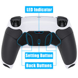 eXtremeRate Black Rubberized Grip Remappable RISE4 Remap Kit for PS5 Controller BDM-030, Upgrade Board & Redesigned White Back Shell & 4 Black Back Buttons for PS5 Controller - Controller NOT Included - YPFU6010G3