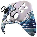 eXtremeRate The Great Wave ASR Version Front Housing Shell with Accent Rings for Xbox Series X/S Controller, Custom Soft Touch Cover Faceplate for Xbox Core Controller Model 1914 - Controller NOT Included - YX3T106
