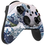 eXtremeRate The Great Wave ASR Version Front Housing Shell with Accent Rings for Xbox Series X/S Controller, Custom Soft Touch Cover Faceplate for Xbox Core Controller Model 1914 - Controller NOT Included - YX3T106