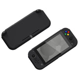 PlayVital Customized Protective Grip Case for NS Switch Lite, Black Hard Cover Protector for NS Switch Lite - 1 x Black Border Tempered Glass Screen Protector Included - YYNLP006