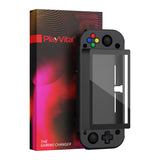 PlayVital Customized Protective Grip Case for NS Switch Lite, Black Hard Cover Protector for NS Switch Lite - 1 x Black Border Tempered Glass Screen Protector Included - YYNLP006