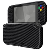 PlayVital Glossy Graphite Carbon Fiber Protective Case for NS Switch Lite, Hard Cover Protector for NS Switch Lite - 1 x Black Border Tempered Glass Screen Protector Included - YYNLS001
