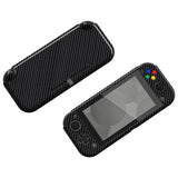 PlayVital Glossy Graphite Carbon Fiber Protective Case for NS Switch Lite, Hard Cover Protector for NS Switch Lite - 1 x Black Border Tempered Glass Screen Protector Included - YYNLS001