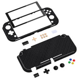 PlayVital Glossy Graphite Carbon Fiber Protective Case for NS Switch Lite, Hard Cover Protector for NS Switch Lite - 1 x Black Border Tempered Glass Screen Protector Included - YYNLS001