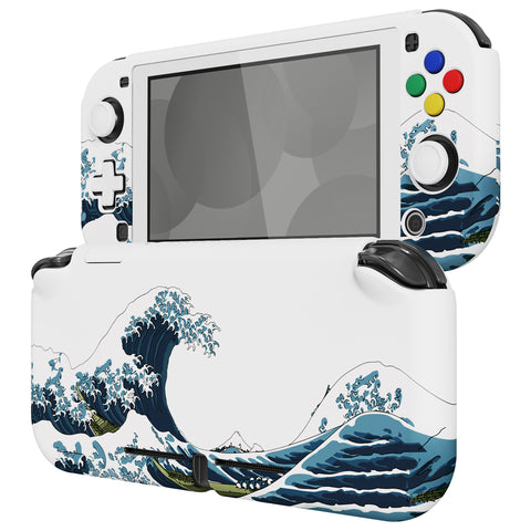 PlayVital The Great Wave Protective Grip Case for Nintendo Switch Lite, Hard Cover Protector for Nintendo Switch Lite - Screen Protector & Thumb Grips & Buttons Stickers Included - YYNLT001