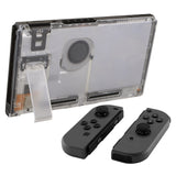 eXtremeRate Transparent Clear Console Back Plate DIY Replacement Housing Shell Case for NS Switch Console with Kickstand JoyCon Shell NOT Included - ZM501