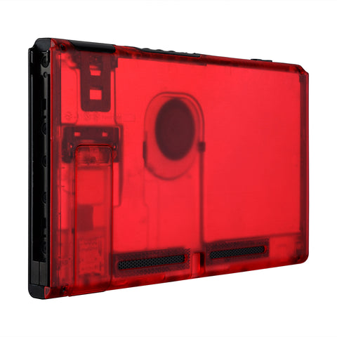 eXtremeRate Transparent Clear Red Console Back Plate DIY Replacement Housing Shell Case for NS Switch Console with Kickstand JoyCon Shell NOT Included - ZM502
