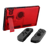 eXtremeRate Transparent Clear Red Console Back Plate DIY Replacement Housing Shell Case with Kickstand for Nintendo Switch Console - ZM502