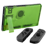 eXtremeRate Transparent Clear Green Console Back Plate DIY Replacement Housing Shell Case for NS Switch Console with Kickstand JoyCon Shell NOT Included - ZM503