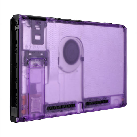 eXtremeRate Clear Atomic Purple Console Back Plate DIY Replacement Housing Shell Case for NS Switch Console with Kickstand JoyCon Shell NOT Included - ZM505