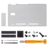 eXtremeRate Clear Black Console Back Plate DIY Replacement Housing Shell Case for NS Switch Console with Kickstand - JoyCon Shell NOT Included - ZM510