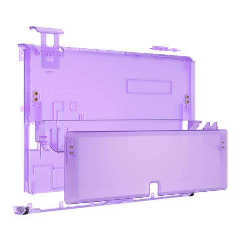 eXtremeRate Clear Atomic Purple Console Back Plate DIY Replacement Housing Shell Case with Kickstand for Nintendo Switch OLED – Console and Joycon NOT Included - ZNSOM5002
