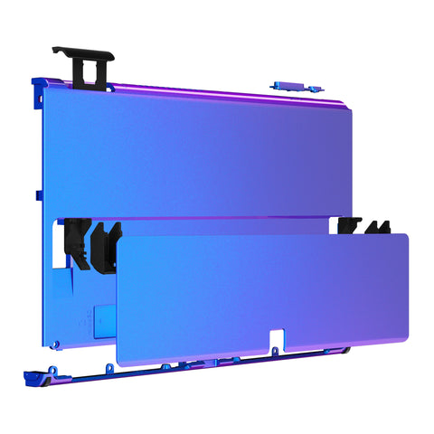 eXtremeRate Chameleon Purple Blue Console Back Plate DIY Replacement Housing Shell Case with Metal Kickstand for Nintendo Switch OLED – Console and Joycon NOT Included - ZNSOP3001