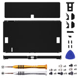 eXtremeRate Black Soft Touch Console Back Plate DIY Replacement Housing Shell Case with Metal Kickstand for Nintendo Switch OLED – Console and Joycon NOT Included - ZNSOP3006