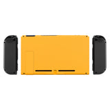 eXtremeRate Soft Touch Grip Caution Yellow Console Back Plate DIY Replacement Housing Shell Case for Nintendo Switch Console with Kickstand - JoyCon Shell NOT Included - ZP305