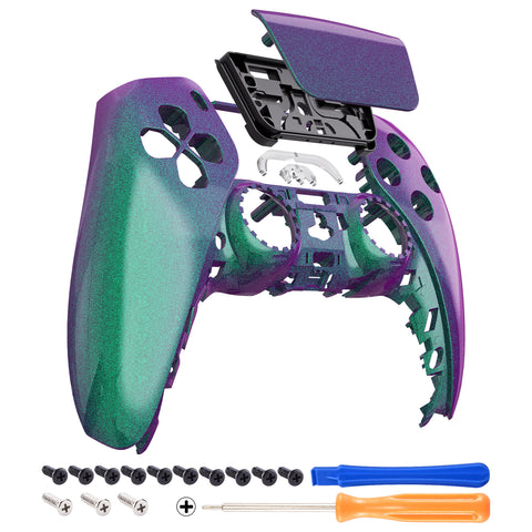 eXtremeRate Chameleon Green Purple Touchpad Front Housing Shell Compatible with ps5 Controller BDM-010/020/030/040, DIY Replacement Shell Custom Touch Pad Cover Compatible with ps5 Controller - ZPFP3002G3