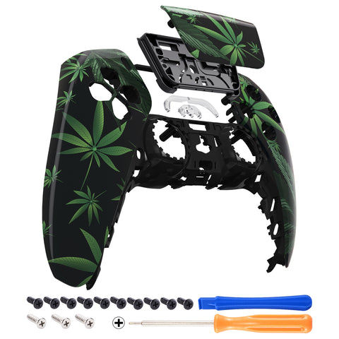 eXtremeRate Green Weeds Touchpad Front Housing Shell Compatible with ps5 Controller BDM-010/020/030/040, DIY Replacement Shell Custom Touch Pad Cover Compatible with ps5 Controller - ZPFT1011G3