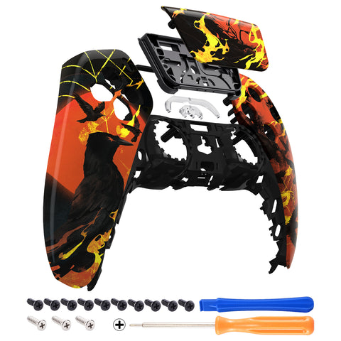 eXtremeRate Blood Moon Raven Touchpad Front Housing Shell Compatible with ps5 Controller BDM-010/020/030/040, DIY Replacement Shell Custom Touch Pad Cover Compatible with ps5 Controller - ZPFT1016G3