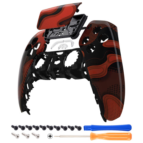 eXtremeRate Red Black Camouflage Touchpad Front Housing Shell Compatible with ps5 Controller BDM-010/020/030/040, DIY Replacement Shell Custom Touch Pad Cover Compatible with ps5 Controller - ZPFT1048G3