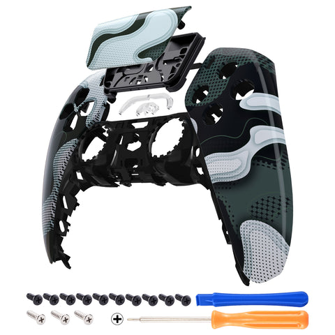 eXtremeRate Black White Camouflage Touchpad Front Housing Shell Compatible with ps5 Controller BDM-010/020/030/040, DIY Replacement Shell Custom Touch Pad Cover Compatible with ps5 Controller - ZPFT1049G3