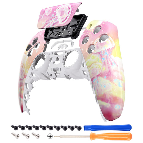 eXtremeRate Pinky Jellyfish Heaven Touchpad Front Housing Shell Compatible with ps5 Controller BDM-010 BDM-020 BDM-030, DIY Replacement Shell Custom Touch Pad Cover Compatible with ps5 Controller - ZPFT1081G3