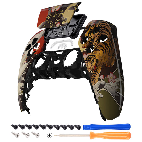 eXtremeRate Tiger & Crane Touchpad Front Housing Shell Compatible with ps5 Controller BDM-010/020/030/040, DIY Replacement Shell Custom Touch Pad Cover Compatible with ps5 Controller - ZPFT1084G3