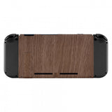 eXtremeRate Soft Touch Grip Wood Grain Console Back Plate DIY Replacement Housing Shell Case for Nintendo Switch Console with Kickstand-JoyCon Shell NOT Included - ZS201
