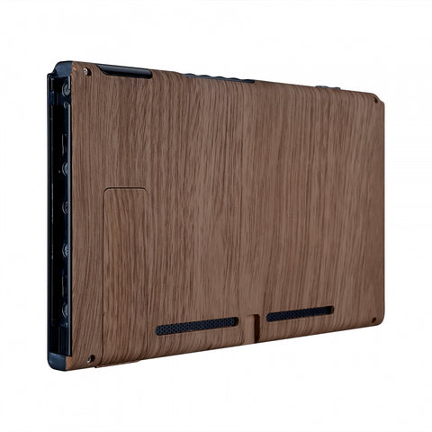 eXtremeRate Soft Touch Grip Wood Grain Console Back Plate DIY Replacement Housing Shell Case for Nintendo Switch Console with Kickstand-JoyCon Shell NOT Included - ZS201