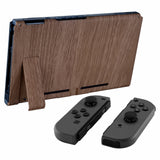 eXtremeRate Soft Touch Grip Wood Grain Console Back Plate DIY Replacement Housing Shell Case for Nintendo Switch Console with Kickstand-JoyCon Shell NOT Included - ZS201