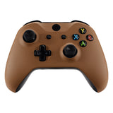 eXtremeRate Brown Luxury PU Leather Top Shell Front Housing Faceplate Replacement Parts with Side Rails Panel for Xbox One X & One S Controller (Model 1708) - ZSXOFC04