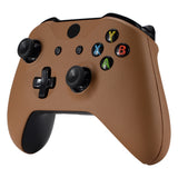 eXtremeRate Brown Luxury PU Leather Top Shell Front Housing Faceplate Replacement Parts with Side Rails Panel for Xbox One X & One S Controller (Model 1708) - ZSXOFC04