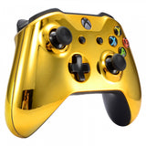 eXtremeRate Chrome Gold Front Housing Shell Faceplate Side Rails Panel for Xbox One X & One S Controller - ZSXOFD01