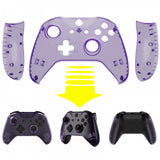 eXtremeRate Transparent Clear Atomic Purple Top Shell Front Housing Faceplate Replacement Parts with Side Rails Panel for Xbox One X & One S Controller (Model 1708) - ZSXOFX17