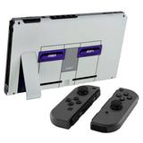 eXtremeRate Soft Touch Grip Classics SNES Style Console Back Plate DIY Replacement Housing Shell Case for Nintendo Switch Console with Kickstand  JoyCon Shell NOT Included - ZT103