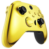 eXtremeRate Chrome Gold Replacement Handles Shell for Xbox Series X Controller, Custom Side Rails Panels Front Housing Shell Faceplate for Xbox Series S Controller - Controller NOT Included - ZX3D401