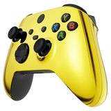 eXtremeRate Chrome Gold Replacement Handles Shell for Xbox Series X Controller, Custom Side Rails Panels Front Housing Shell Faceplate for Xbox Series S Controller - Controller NOT Included - ZX3D401