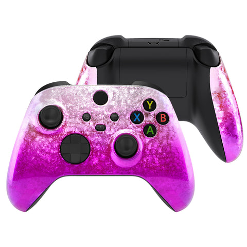 eXtremeRate Ice Flake Magenta Replacement Handles Shell for Xbox Series X / S Controller, Custom Side Rails Panels Front Housing Shell Faceplate for Xbox Core Controller - Controller NOT Included - ZX3D408