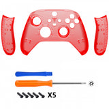 eXtremeRate Clear Red Replacement Handles Shell for Xbox Series X Controller, Custom Side Rails Panels Front Housing Shell Faceplate for Xbox Series S Controller - Controller NOT Included - ZX3M502