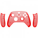 eXtremeRate Soft Touch Clear Red Replacement Handles Shell for Xbox Series X Controller, Custom Side Rails Panels Front Housing Shell Faceplate for Xbox Series S Controller - Controller NOT Included - ZX3M502