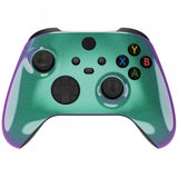 eXtremeRate Chameleon Green Purple Replacement Handles Shell for Xbox Series X Controller, Custom Side Rails Panels Front Housing Shell Faceplate for Xbox Series S Controller - Controller NOT Included - ZX3P302