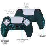 PlayVital Guardian Edition Racing Green Blue Ergonomic Soft Anti-slip Controller Silicone Case Cover, Rubber Protector Skins with Black Joystick Caps for PS5 Controller - YHPF004