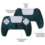PlayVital Racing Green 3D Studded Edition Anti-slip Silicone Cover Skin for 5 Controller, Soft Rubber Case Protector for PS5 Wireless Controller with 6 Black Thumb Grip Caps - TDPF004